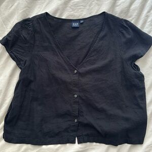 GAP linen capped sleeve crop top